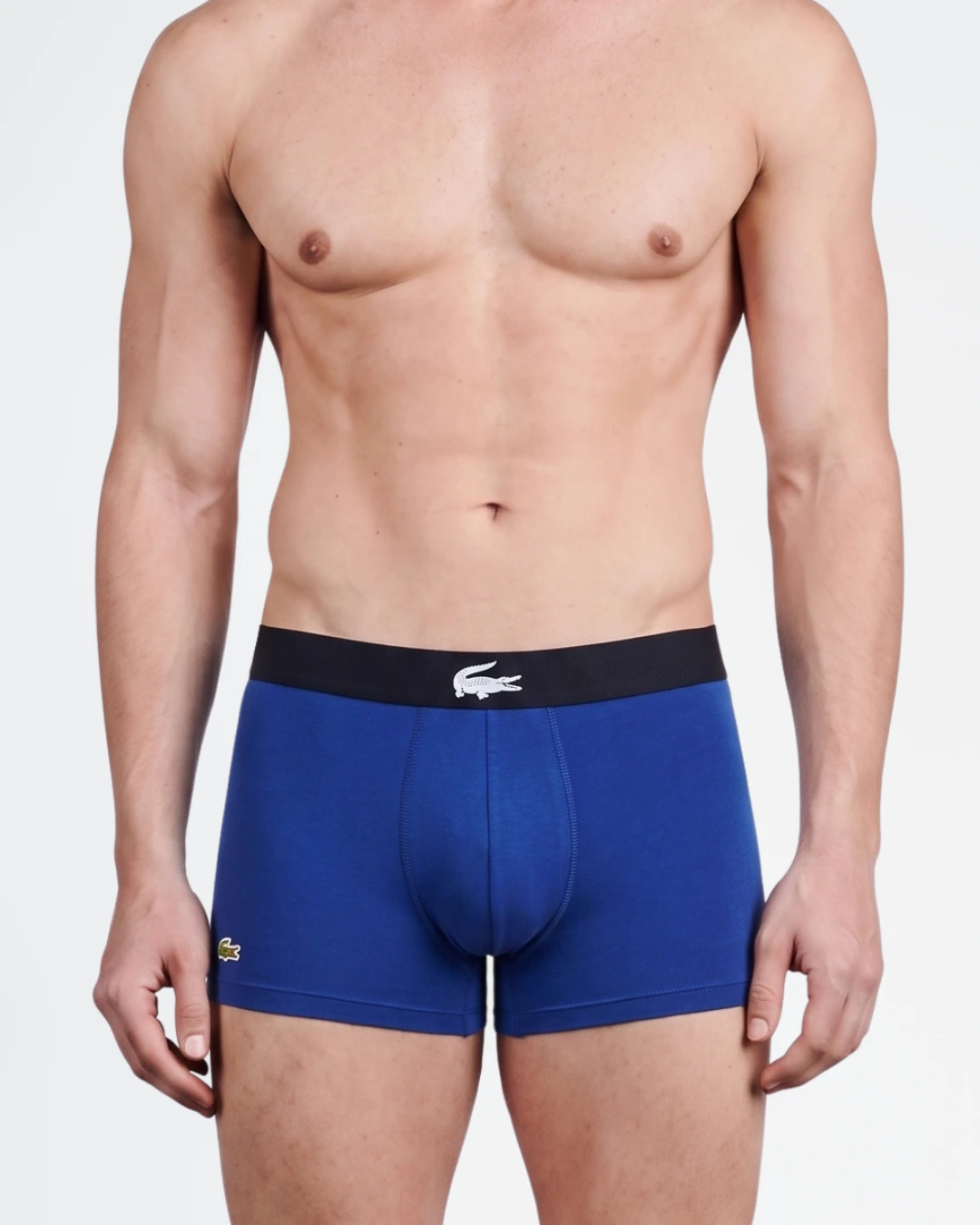 Pack de 3 calzoncillos Lacoste en algodón elástico color azul.