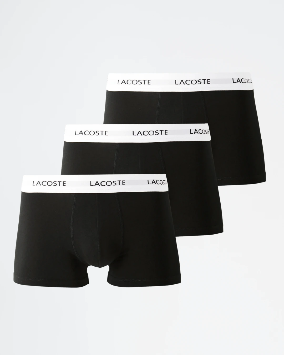 Pack de 3 slips Lacoste en algodón elástico color negro.