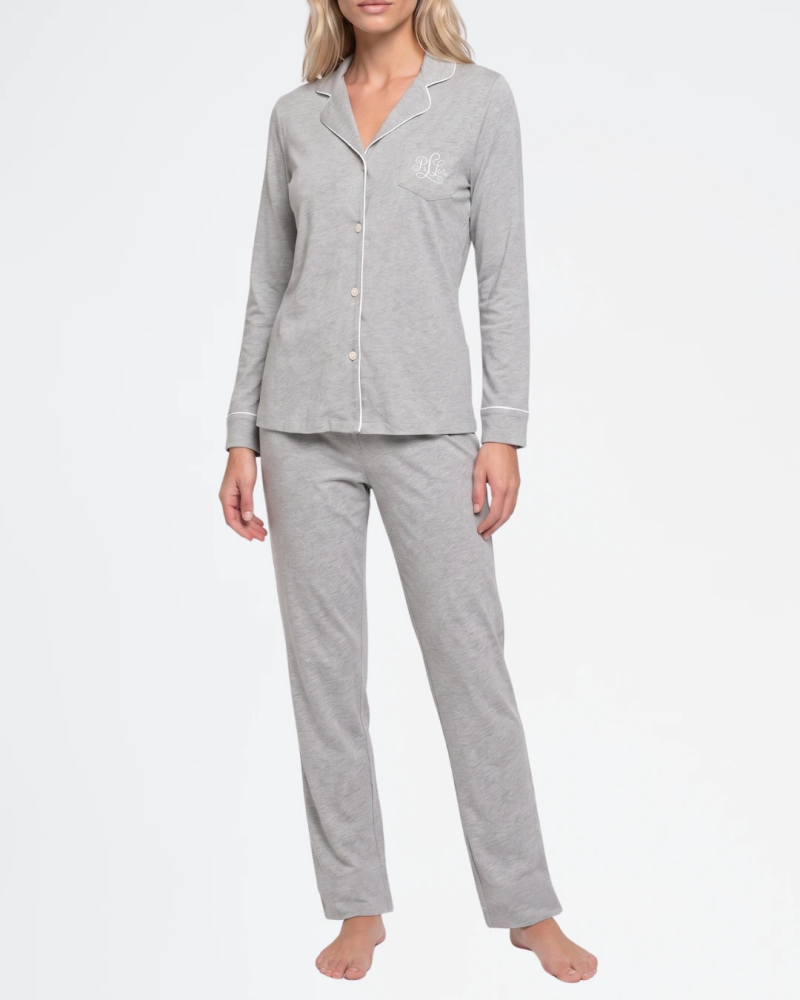 Pijama largo Hammond Knits Lauren Ralph Lauren I819950 en color plata