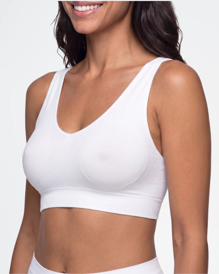Top Cosmos Bmy de microfibra con tirantes anchos MI102 en color blanco