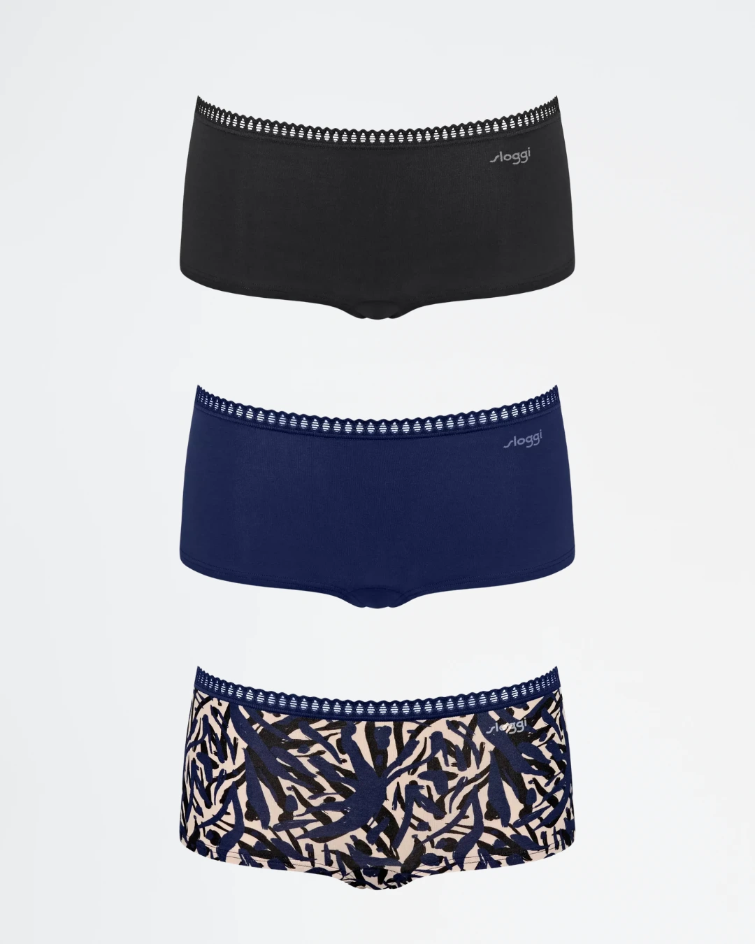 Pack 3 braguitas short Sloggi GO Crush 10219652 en color azul real